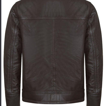Men's Leather Quilted Biker Puffer Jacket - Brasília