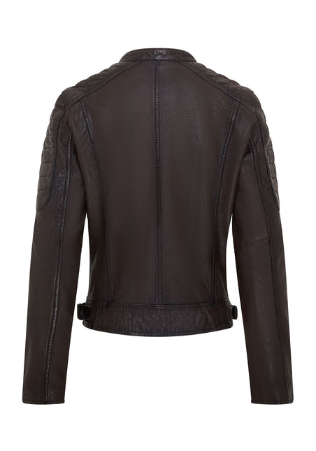 Womens Retro Biker Quilted Vintage Leather Fitted Motorcycle Jacket