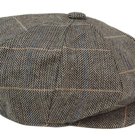 Mens Peaky Blinders Herringbone Newsboy Gatsby Flat Baker Hat