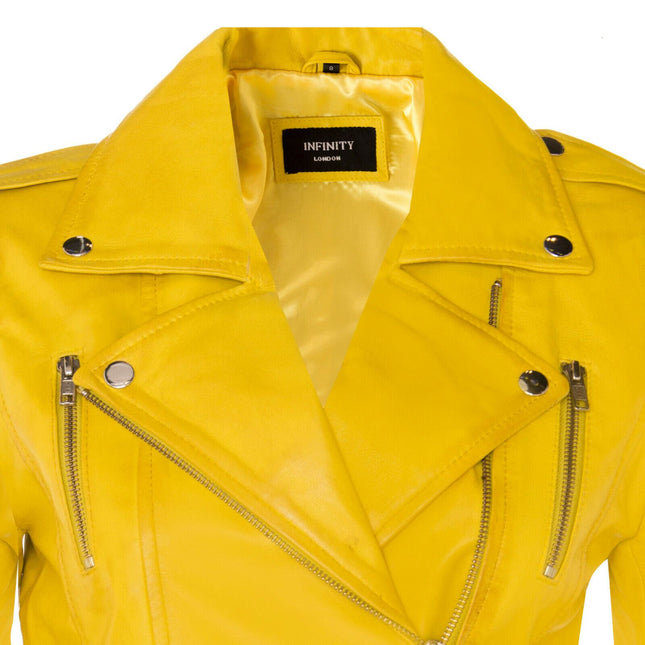 Womens Leather Brando Biker Jacket-Orlando