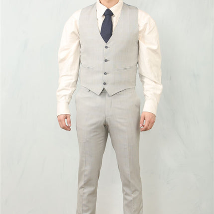 Men's 3 Piece Prince Of Wales Grey Suit Workwear