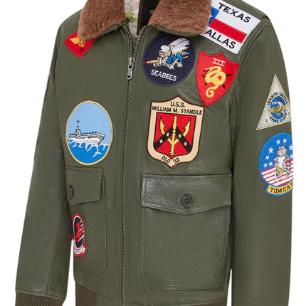 Mens A2 Top Gun Leather Bomber Jacket-Camborne