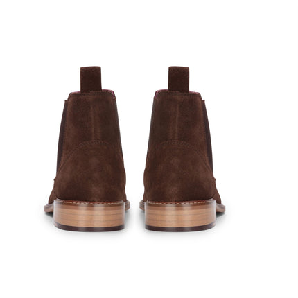 London Brogues Men's Brown Suede Leather Slip-On Chelsea Ankle Boots