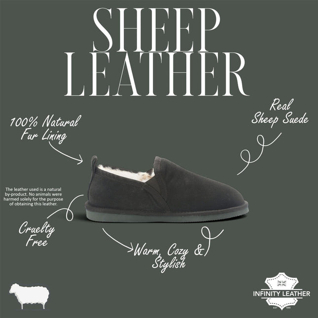 Men's Olive Green Genuine Sheepskin Suede Slipper Winter Moccasins - Cedar