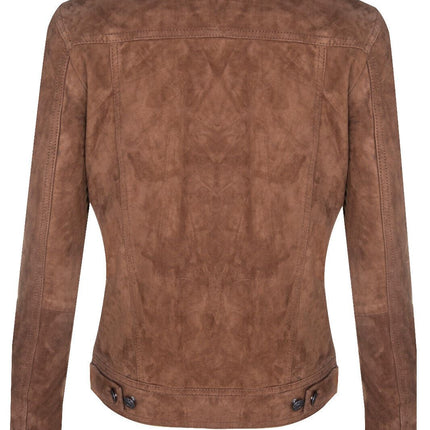 Womens Goat Suede Trucker Jeans Jacket-Astoria