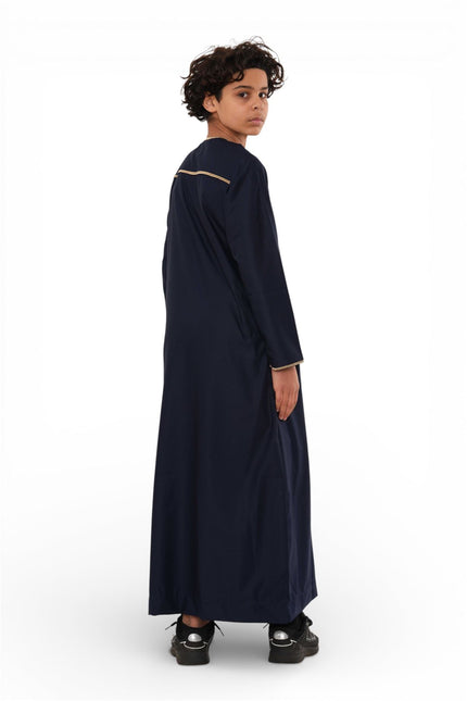 Kids Boys Ramadan Navy Blue Moroccan Thobe Robe Emirati Eid Jubba- TT-003