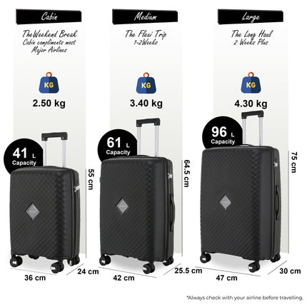 Dual 4 Wheel Robust Lightweight TSA Hard Shell Suitcase Luggage Travel Bags Set