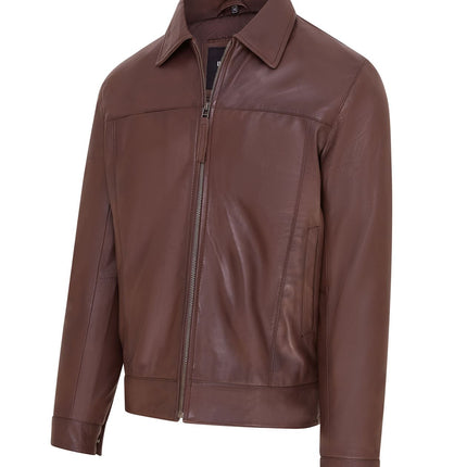 Mens Retro 100% Nappa Leather Harington Biker Jacket