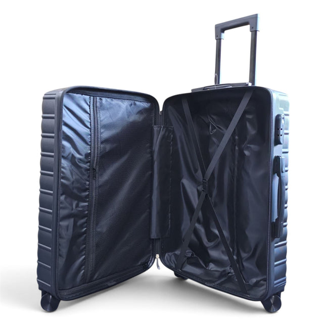 Hardshell Black Suitcase Set Robust 8 Wheel Luggage Cabin Case Bag