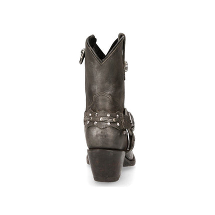 New Rock Black Leather Pointed Cowboy Boots - WSTM005-S1