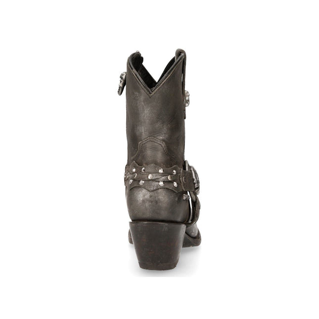 New Rock Black Leather Pointed Cowboy Boots - WSTM005-S1
