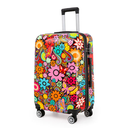Hardside Shell Suitcase Set Printed Luggage Lightweight Cabin Travel Bag