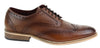 Mens Classic Oxford Brogue Shoes In Patterned Tan Leather