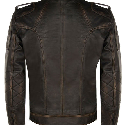 Mens Vintage Leather Racing Biker Jacket-Brooklyn