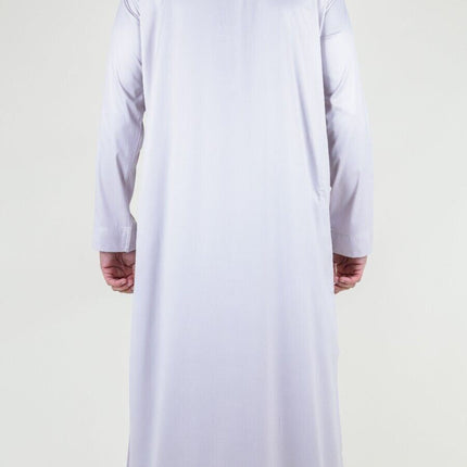 Men's Beige Thobe Robe Satin Emirati Islamic Jubba Eid Slim Fit
