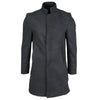 Men's Grey Stand Collar Wool Blend Overcoat