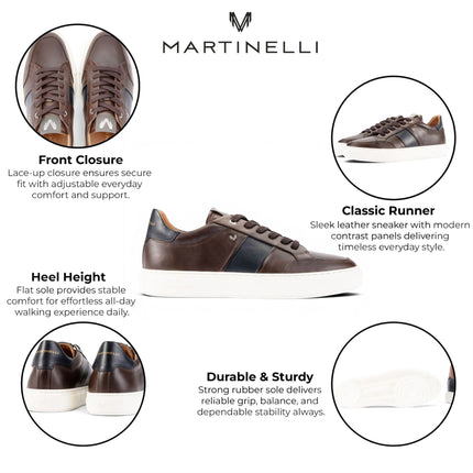 Martinelli Men's Brown Leather Sneakers Trainer Shoes - Hastings