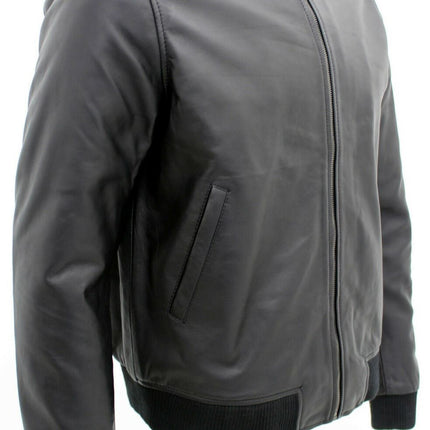 Mens Retro Varsity Leather Bomber Jacket-Pretoria