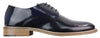 Mens Retro Oxford Brogue Derby Shoes In Navy Patent Leather