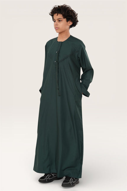 Kids Boys Eid Green Moroccan Jubba Robe Djellaba Ramadan Eid Thobe - K-HM11