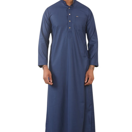 Men's Blue Thobe Arab Saudi Emirati Islamic Clothing Jubba Robe