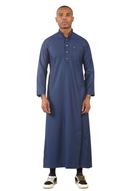 Men's Blue Thobe Arab Saudi Emirati Islamic Clothing Jubba Robe
