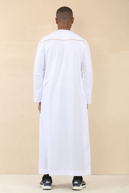 Men's Omani Eid White Thobe  Saudi Emirati Jubba Robe
