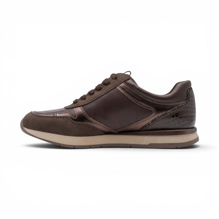 Tamaris Womens Brown Faux Leather Fashion Lace Up Sneakers - 23613-46