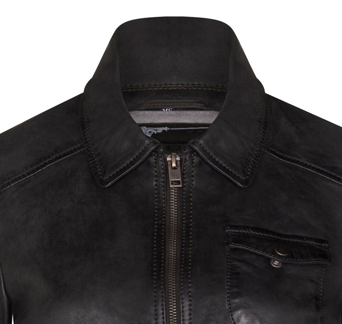 Womens Leather MA-1 Varsity Jacket-Ann Arbor
