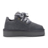 Women’s Grey Genuine Sheepskin Fur-Lined Winter Wedge Trainers - Moonstone