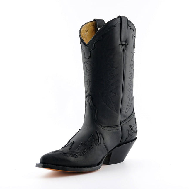 Grinders Unisex Black Leather Cowboy Boots-Arizona Hi