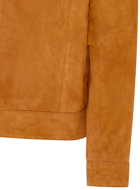 Mens Retro Brown 100% Goat Suede Leather Harington Biker Jacket