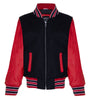 Kids Varsity Bomber Jacket with Real Leather Sleeves