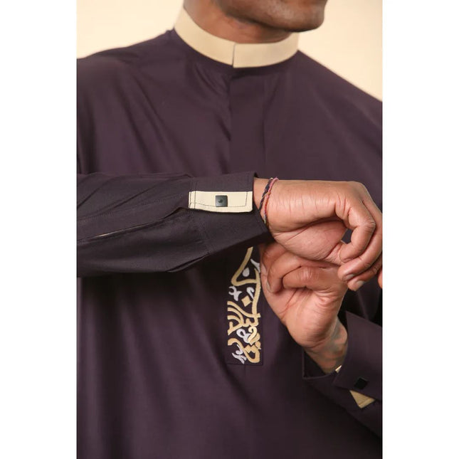 Men's Purple Thobe Arab Saudi Emirati Islamic Clothing Jubba Robe