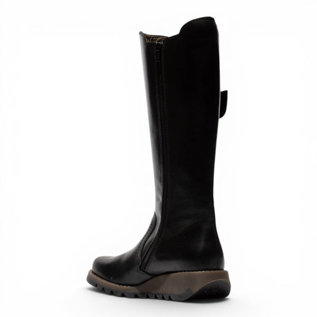 Fly London Womens Black Leather Knee-High Long Boots - SOIF361