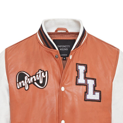 Mens Baseball Leather Letterman Bomber Jacket - Ashwood