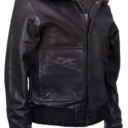 Men's Air Force A2 Brown Aviator Leather Bomber Jacket-Sao Paulo