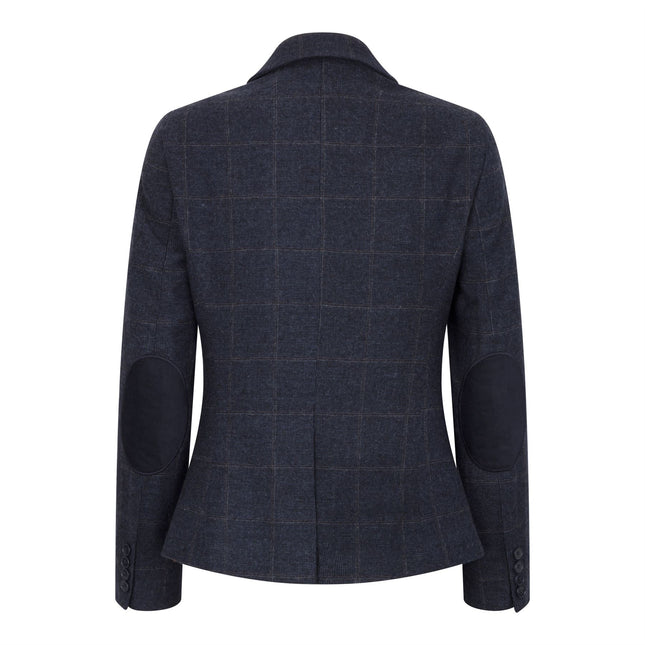 Women's Navy Blue Tailored Fit Tweed Formal Blazer