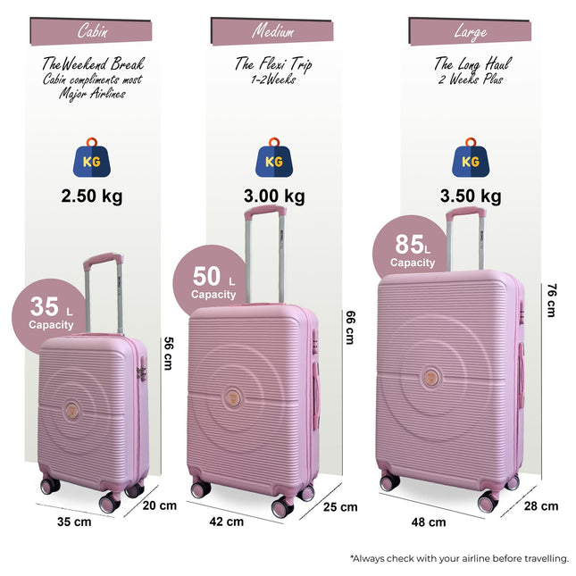Robust ABS Hard Shell 8 Wheels Luggage Travel Holiday Cabin Suitcase Set