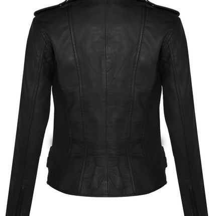 Womens Leather Brando Biker Jacket-Orlando