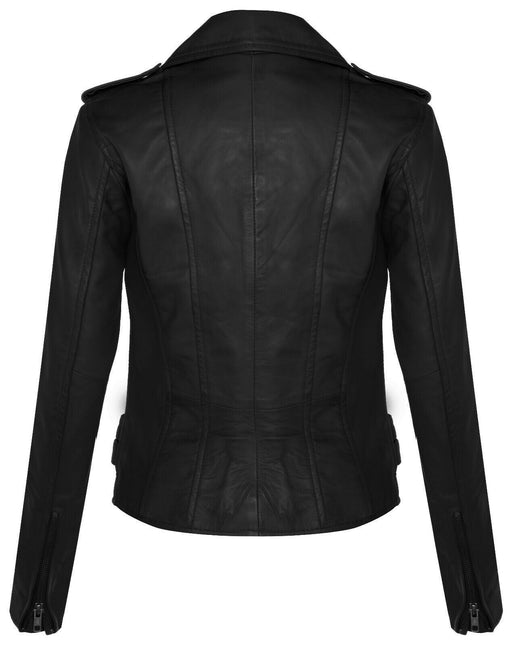 Womens Leather Brando Biker Jacket-Orlando
