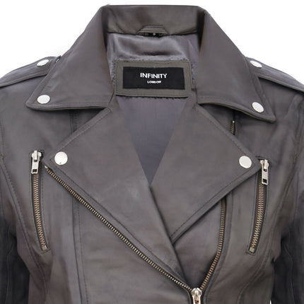 Womens Leather Brando Biker Jacket-Orlando