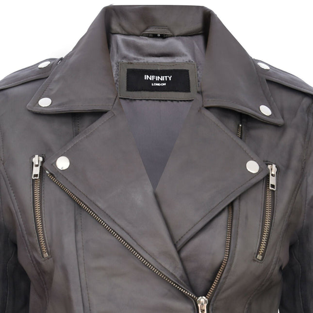 Womens Leather Brando Biker Jacket-Orlando