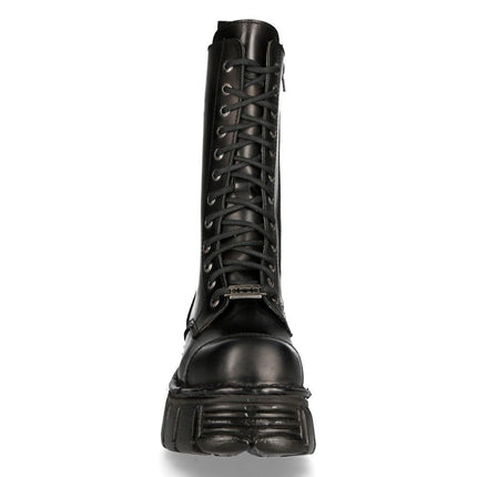 New Rock Unisex Metallic Black Techno Biker Boots - M-MILI211C-C1