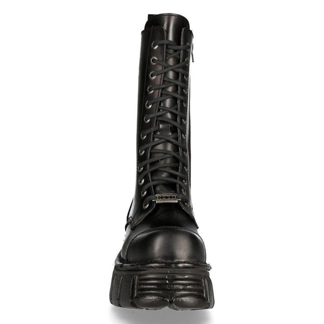 New Rock Unisex Metallic Black Techno Biker Boots - M-MILI211C-C1