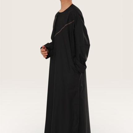 Kids Boys Eid Black Moroccan Thobe Robe Djellaba Ramadan Eid Jubba- K-HM10