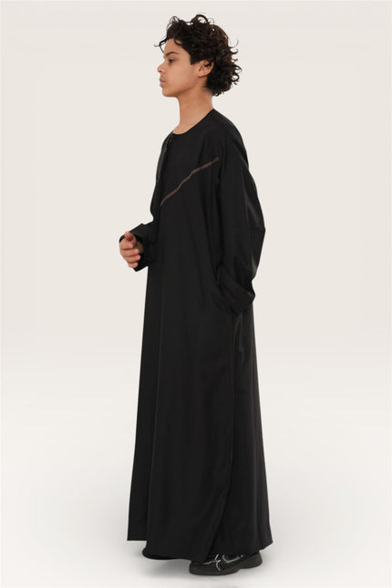 Kids Boys Eid Black Moroccan Thobe Robe Djellaba Ramadan Eid Jubba- K-HM10