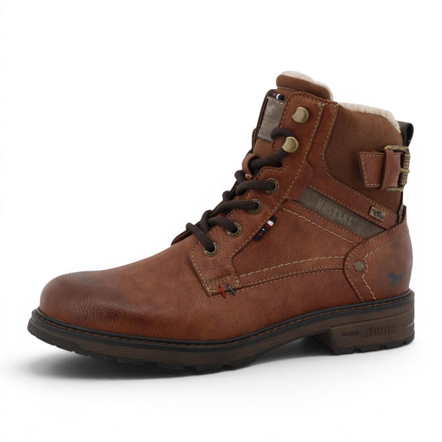 Mustang Men's Brown Faux Leather Winter Lace-Up Ankle Boots - M0021001