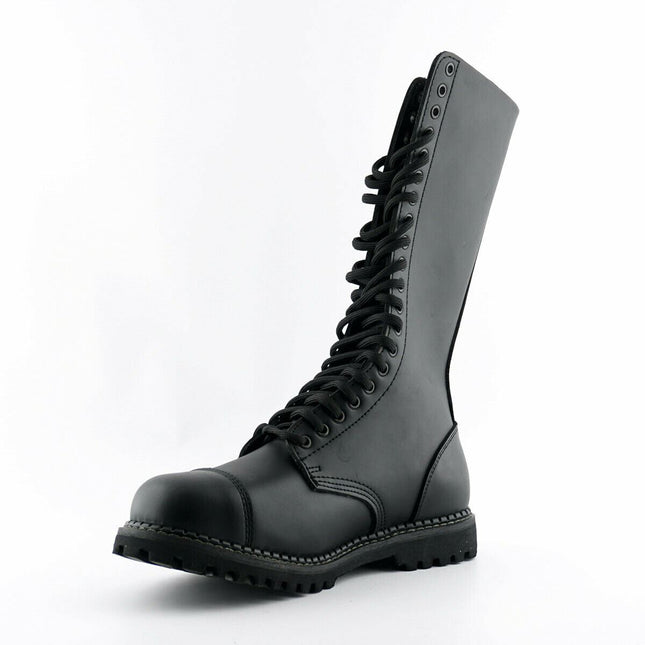 Grinders Unisex Black Leather Mid-Calf Punk Military Boots - King CS