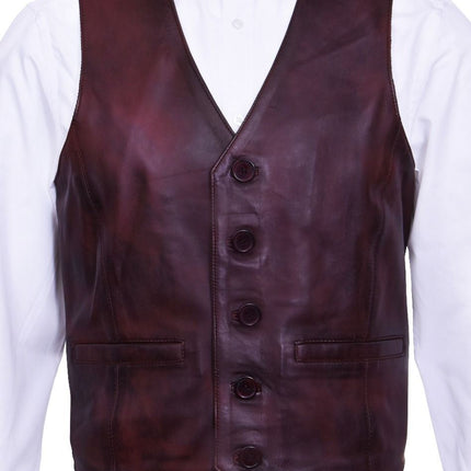 Mens Classic Leather Waistcoat-Chester